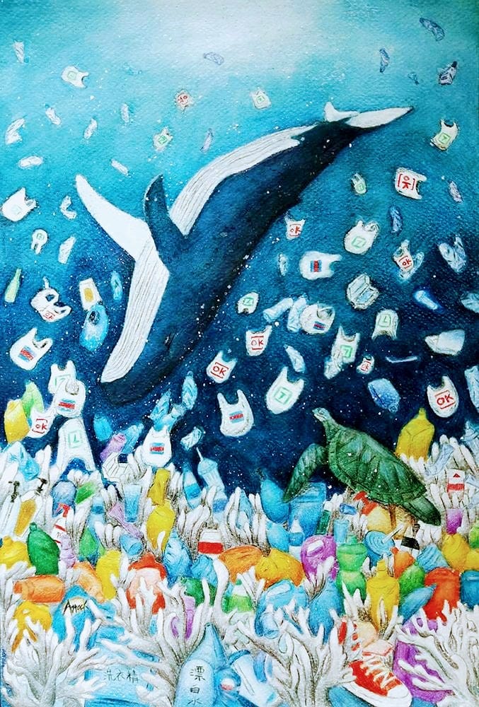 三（11）簡莉璇同學 榮獲
筆下海洋-2021第二屆臺灣科學節《奧秘海洋》徵文暨繪圖活動
繪圖組「如果明天，世界不再有鯨魚」特別繪圖組-高中職組金獎
指導老師 王凱慧老師