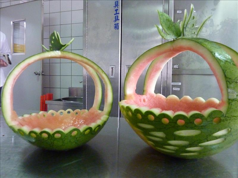 食材造型艺术研习社成品照-水果西瓜篮